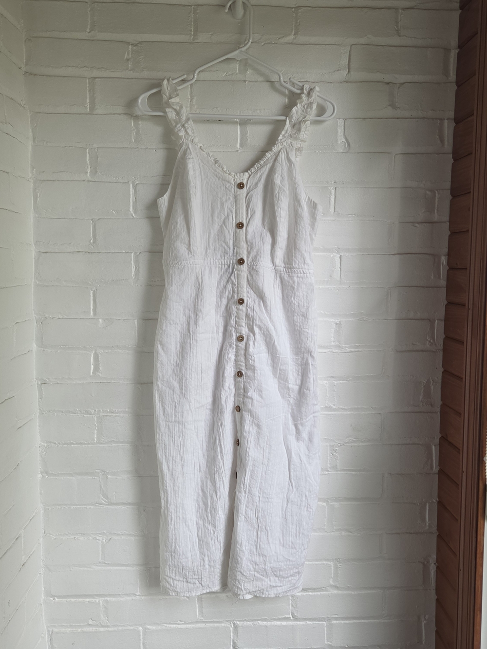Japna Cotton Smocked Midi Dress Size M White Farmhouse Sleeveless